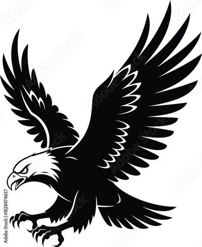 Eagle vector graphic black and white soaring bird of prey clip art icon eps silhouette