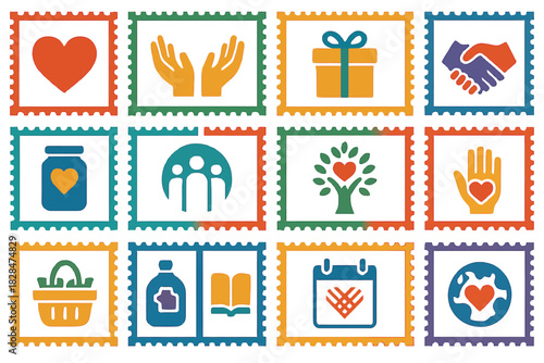 Giving Tuesday Icons for Community Support and Charity