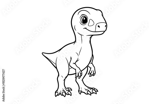 Adorable baby dinosaur outline for coloring and education