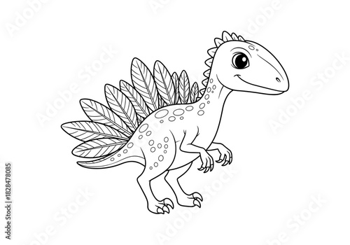 Cute dinosaur with spiky back for kids coloring pages and activities