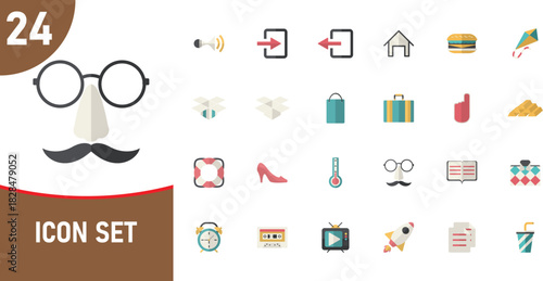 Diverse Icon Set Featuring Various Objects and Concepts for Design Purposes