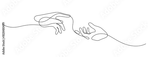 helping hand one line drawing continuous handdrawn