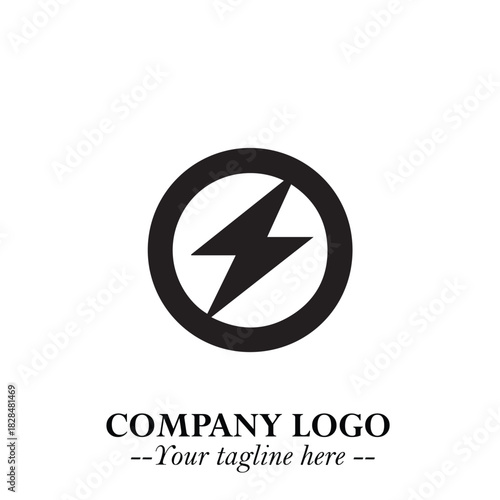Modern black lightning bolt logo design for energy company