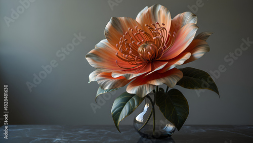 abstract artificial gold shade flower in flower vase, Generative AI