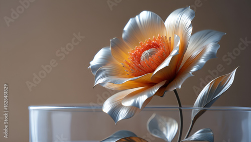 abstract artificial gold shade flower in flower vase, Generative AI