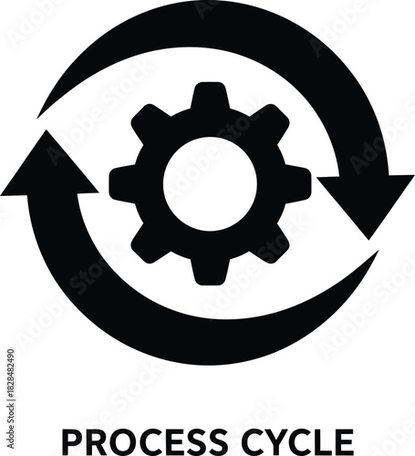 Process cycle diagram workflow automation system cogwheel arrow rotation eps silhouette