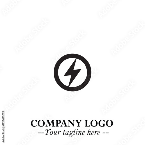 Sleek Electrical Logo Symbol on a Clean White Background for Modern Branding Design Elements Art