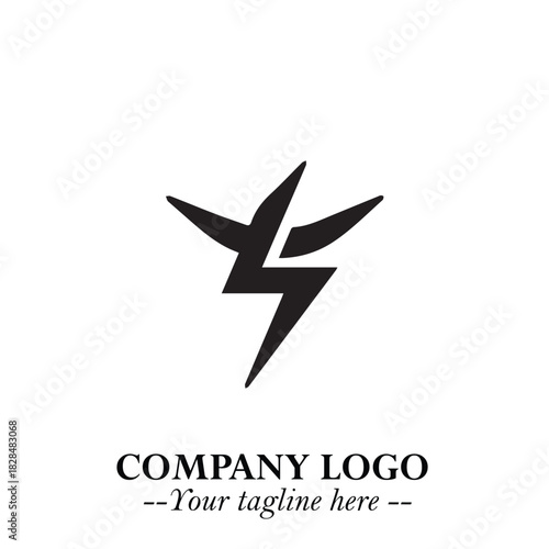 Sleek Electrical Logo Symbol on a Clean White Background for Modern Branding Design Elements Art