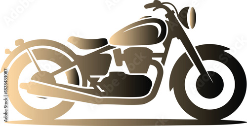 Stylish vintage motorcycle graphic design with golden gradient effect for apparel and branding.