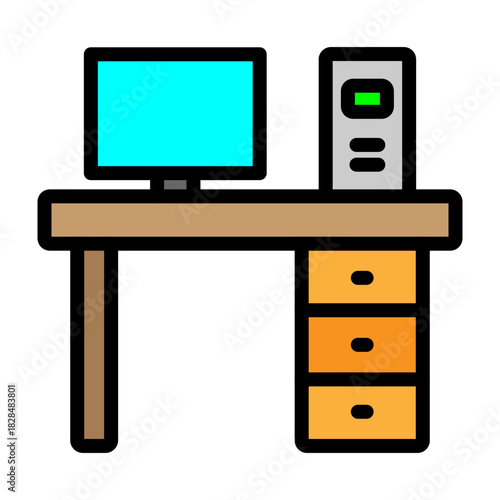 Desk Setup Vector Filled Icon Design