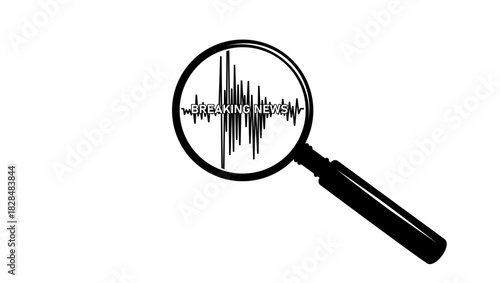 Breaking news wave symbol , black isolated silhouette