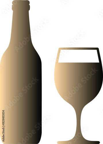 Elegant beverage pairing illustration featuring a bottle and wine glass silhouette.