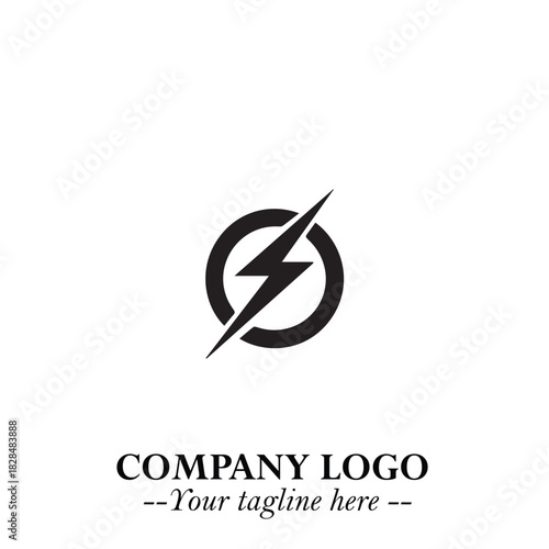 Sleek Electrical Logo Symbol on a Clean White Background for Modern Branding Design Elements Art