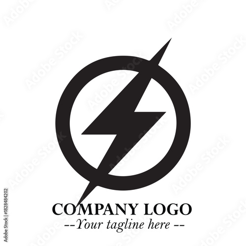 Sleek Electrical Logo Symbol on a Clean White Background for Modern Branding Design Elements Art