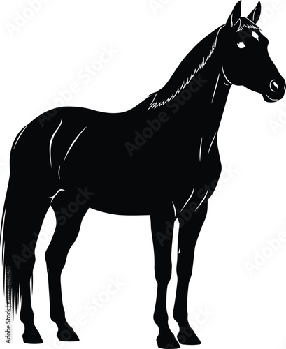 Black horse silhouette vector illustration equine animal design art eps