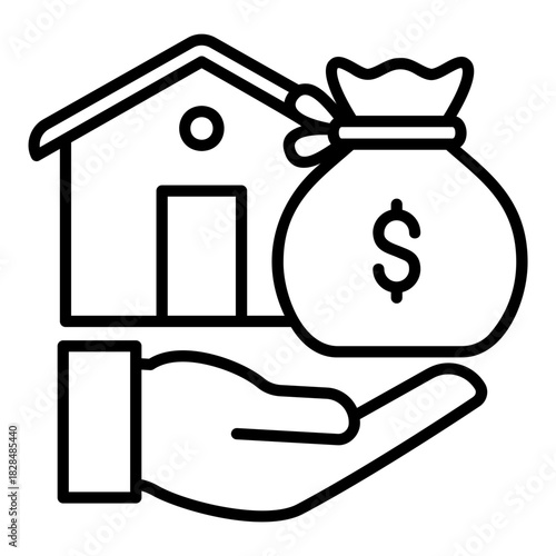 Assets icon in the form of money and property