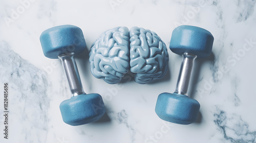 dumbbell on blue background