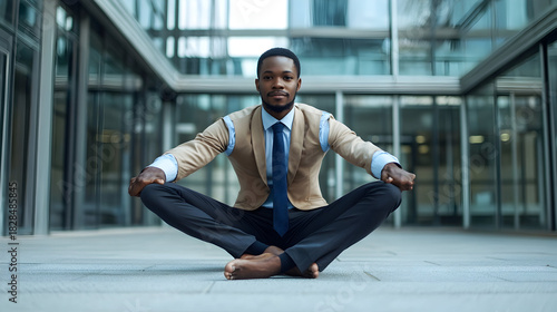 young businessman sitting on the stairs
