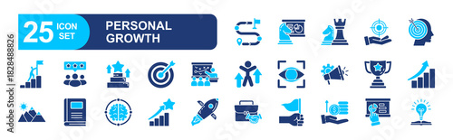 Personal growth set of web icons in line style. vector illustration concept relate to success, growth, personal, business, concept, vector, set, goal, outline, human, process