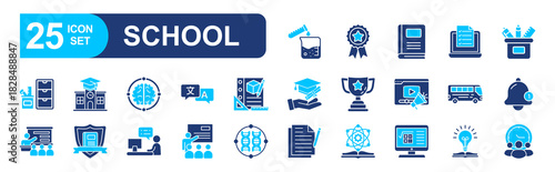 School set of web icons in linear style.  vector illustration concept relate to university, book, student, academic, graduate, learn