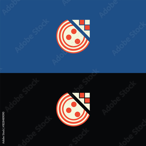 Bold pizza logo design concept featuring geometric shapes and modern styling for restaurant branding, food delivery apps, and culinary businesses needing a fresh look