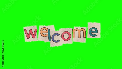 Welcome text with a green screen background, perfect for presentations, greetings, and video editing