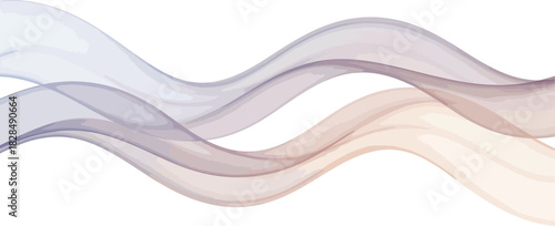 Abstract flowing wavy lines with subtle gradient colors transitioning from purple to pink and yellow on a clean white background