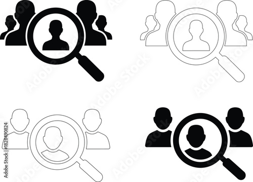 Recruitment and HR Vector Icons – Job Search and Headhunting Symbols