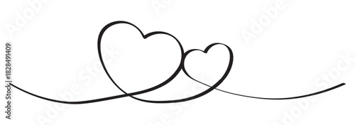 One line art heart vector illustration. line art, one continuous line, simple, hand drawn and sketch style. for icons, symbols, signs or logos. Outline ribbon vector background.