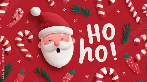 Ho-ho-ho Christmas Whimsical Santa Claus Isolated Pattern