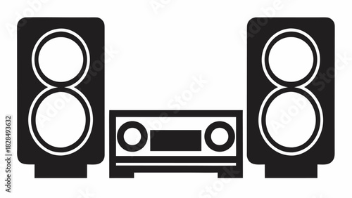 Sleek stereo system icon for modern entertainment setup, audio equipment illustration for creative projects, music and sound design element, vector