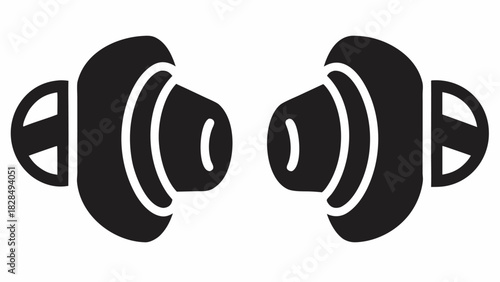 Stylish earplugs protect hearing from loud noises, perfect for concerts or construction sites, demonstrating safety and prevention in a simple design