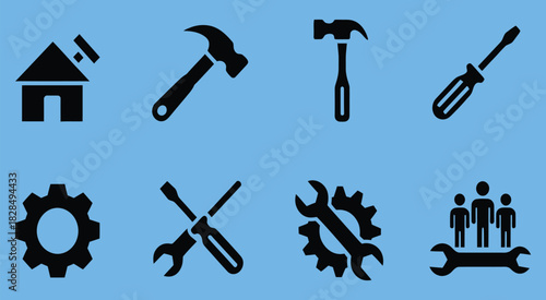 man working on laptop at desk, vector illustration showing office workspace, professional environment, remote work, typing, browsing, and business productivity concepts for corporate and educational 