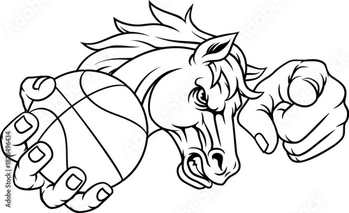 Horse Mustang Stallion Basketball Sports Mascot