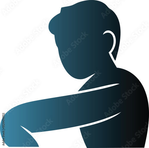 Contemplative silhouette of a person in deep thought, modern minimalist vector illustration.