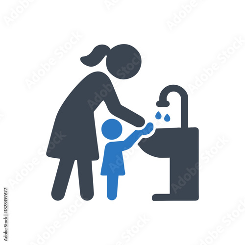 Helping Child Wash Hands Icon