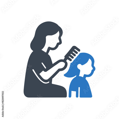 Mother Brushing Child Hair Icon