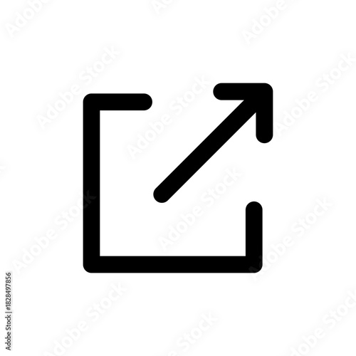 External link icon, new window symbol, share pictogram. ui/ux interface element for redirection, modern digital design.
