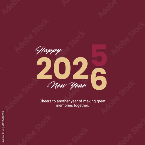 Festive happy new year banner design with bold typography and celebratory elements