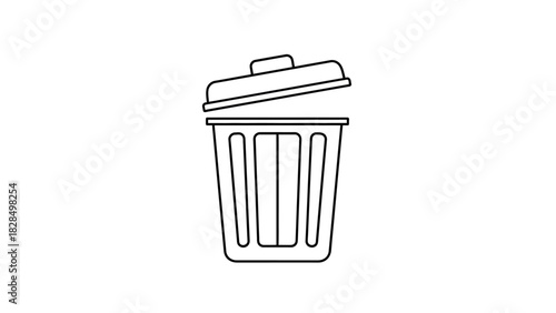 Trash Can Icon Simple Outline for Waste Management, Disposal, and Recycling Concepts
