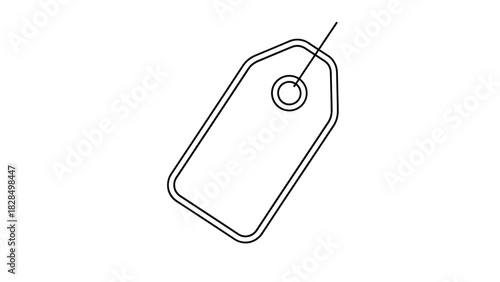 Minimalist outline of a blank price tag or gift label. Vector graphic icon for sales,shopping, and retail marketing concepts. Isolated linear design