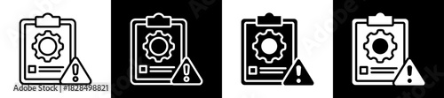 Risk Management Icon Set In Black And White Filled Style Collection