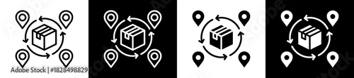 Distribution Channels Icon Set In Black And White Filled Style Collection