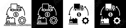 Supply Chain Icon Set In Black And White Filled Style Collection