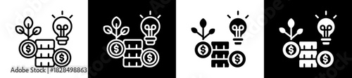 Smart Investment Icon Set In Black And White Filled Style Collection