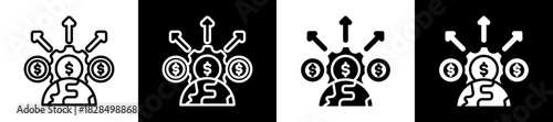 Business Expansion Icon Set In Black And White Filled Style Collection