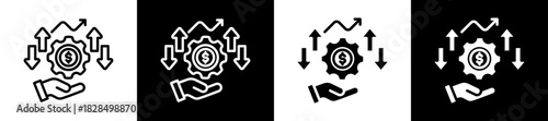 Profitability Icon Set In Black And White Filled Style Collection