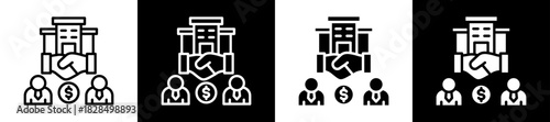 Joint Venture Icon Set In Black And White Filled Style Collection