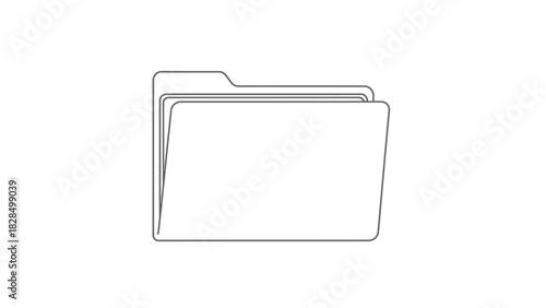 Minimalist folder icon vector illustration. Clean and simple outline symbol for organizing computer files, data, and documents, isolated on a white background. EPS graphic element
