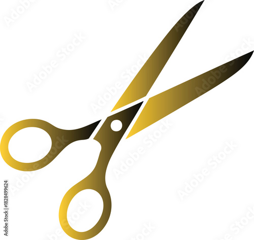 Elegant gold scissors graphic design element for tailoring, crafting, and beauty concepts.